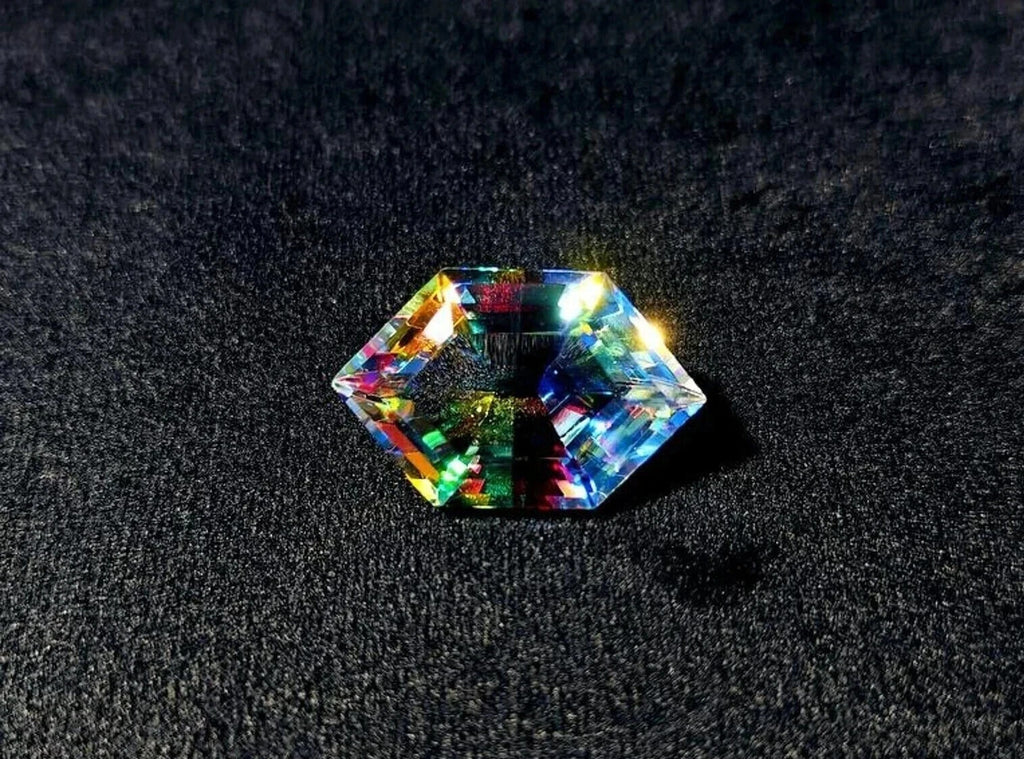 AAA+Natural Certified 55 Ct +Fancy Cut Nice Rainbow Mystic Quartz Loose Gemstone