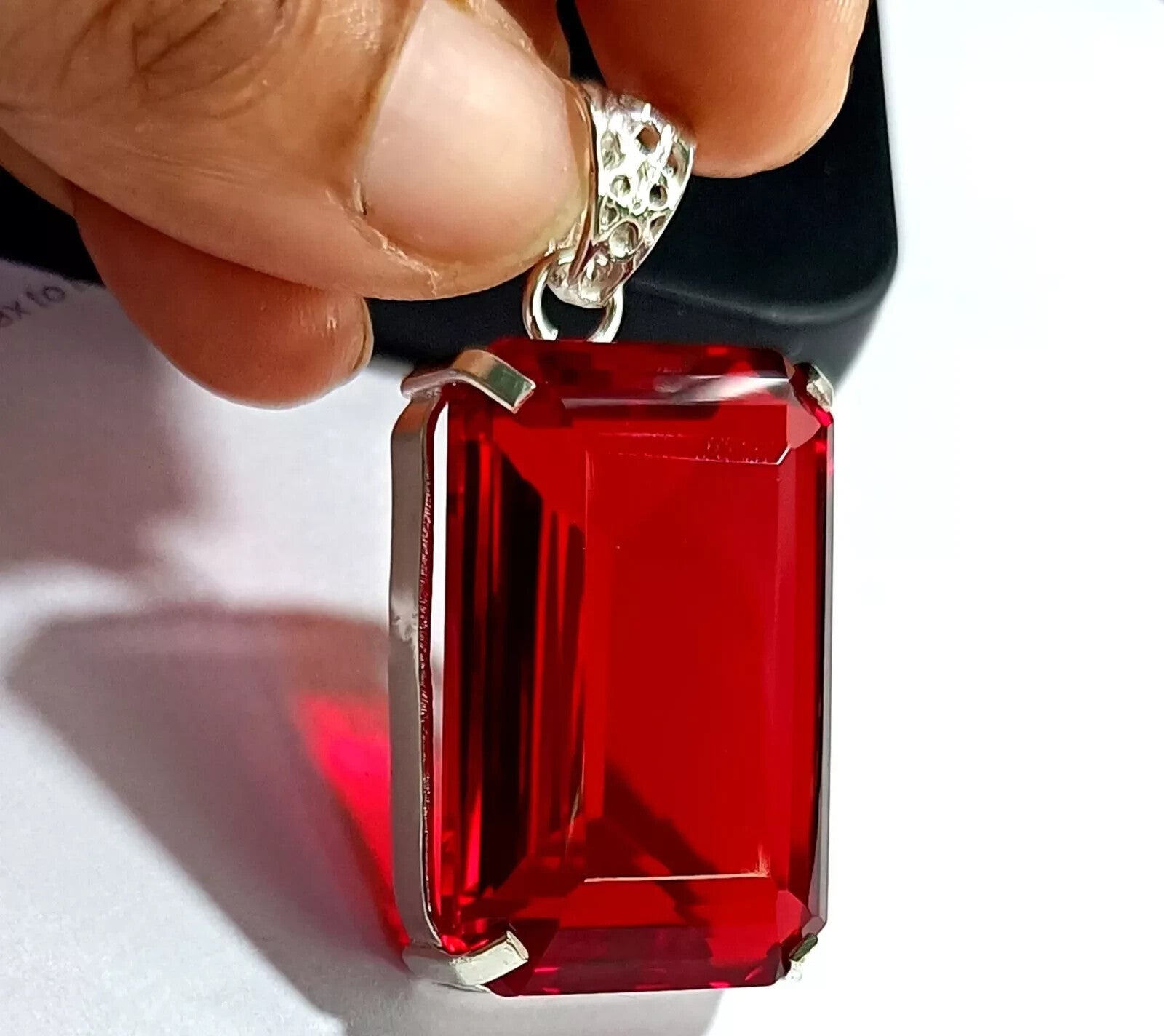 95.50Ct Certified Natural Topaz 925 Solid Silver Emerald Pendant Loose Gemstone