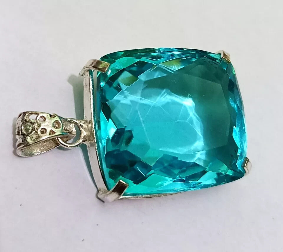 124.10 Ct Certified Natural Blue Topaz 925 Solid Silver Pendant Loose Gemstone