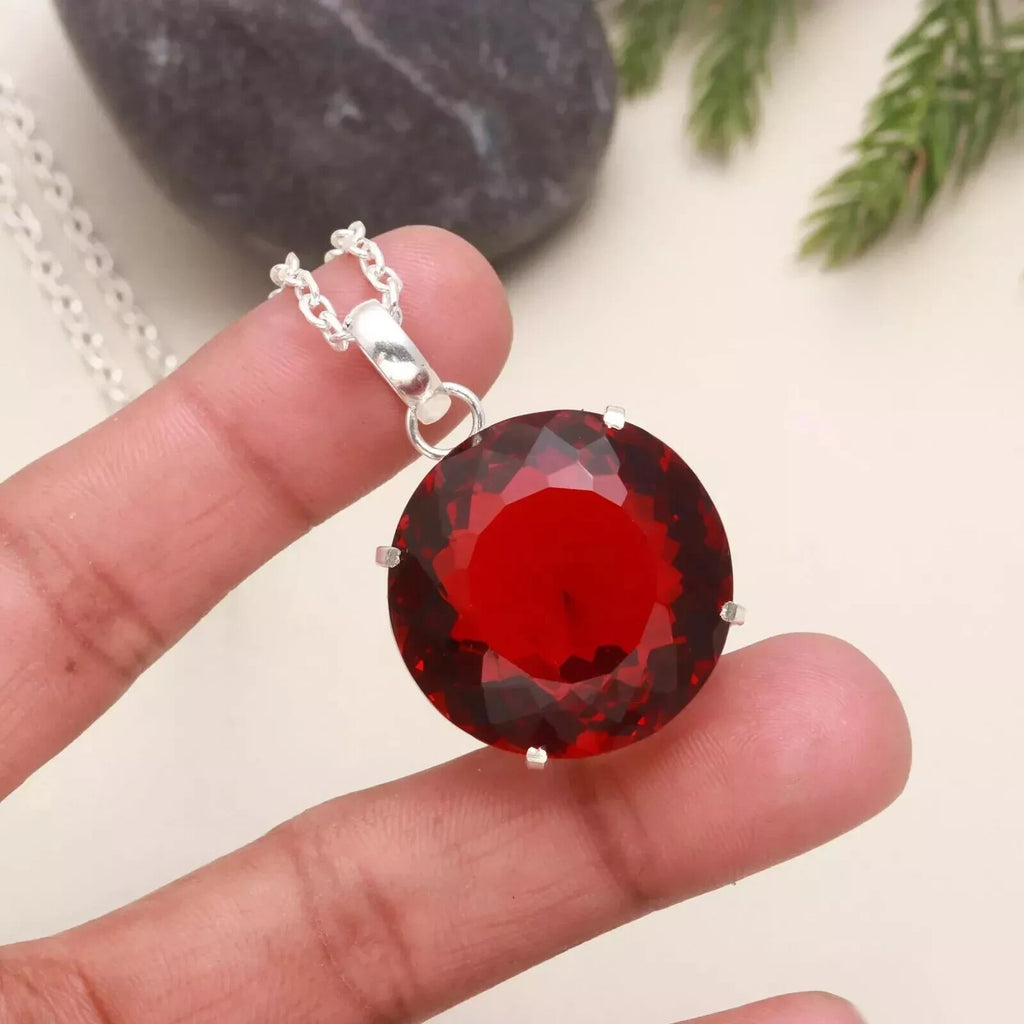 Certified Natural 102.55 Ct Brazilian Red Round Topaz Pendant Loose Gemstone