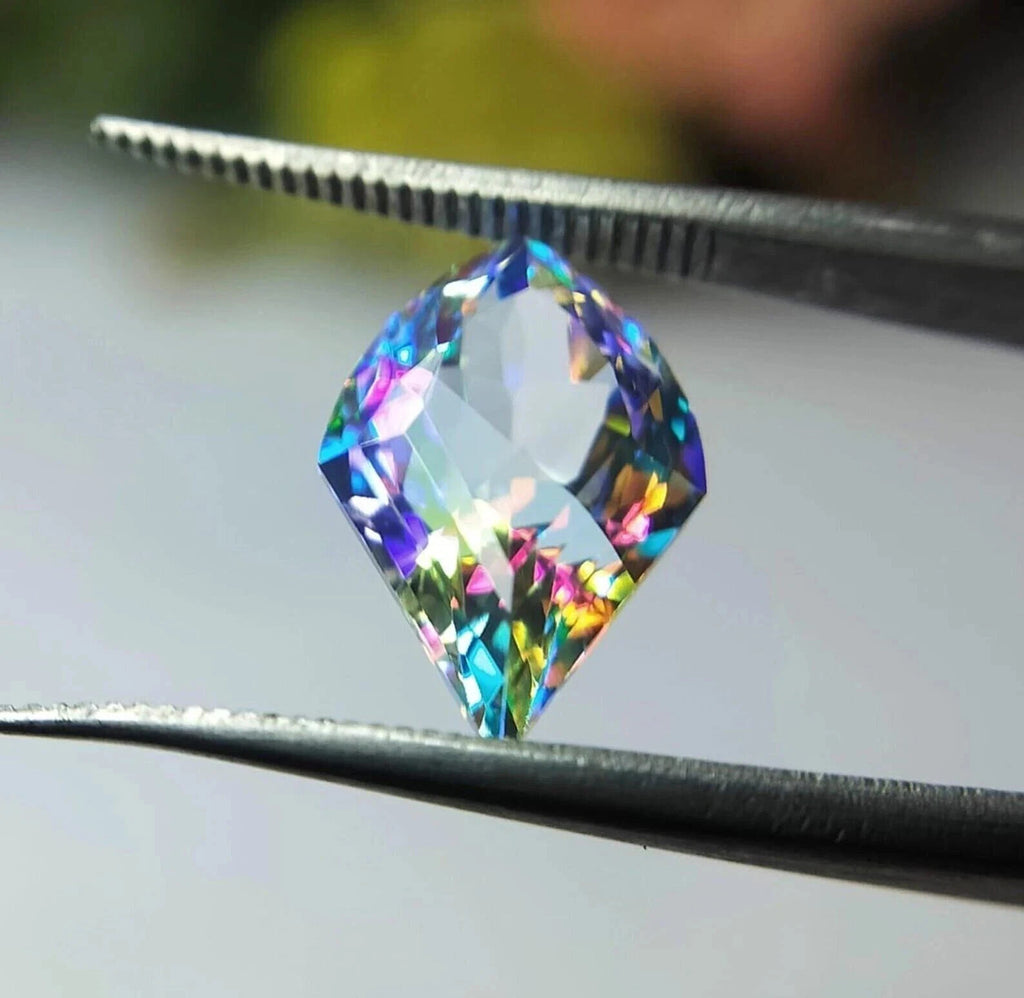 51 Ct Natural Mystic Topaz Loose Rainbow Color Fancy Cut Certified Gemstone