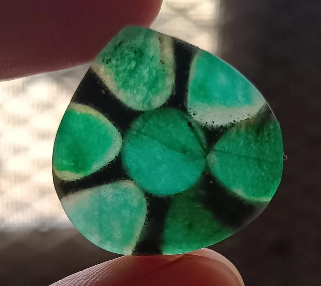 Certified 19.5 Ct Natural Pear Emerald Trapiche Loose Colombian Facet GEMSTONE