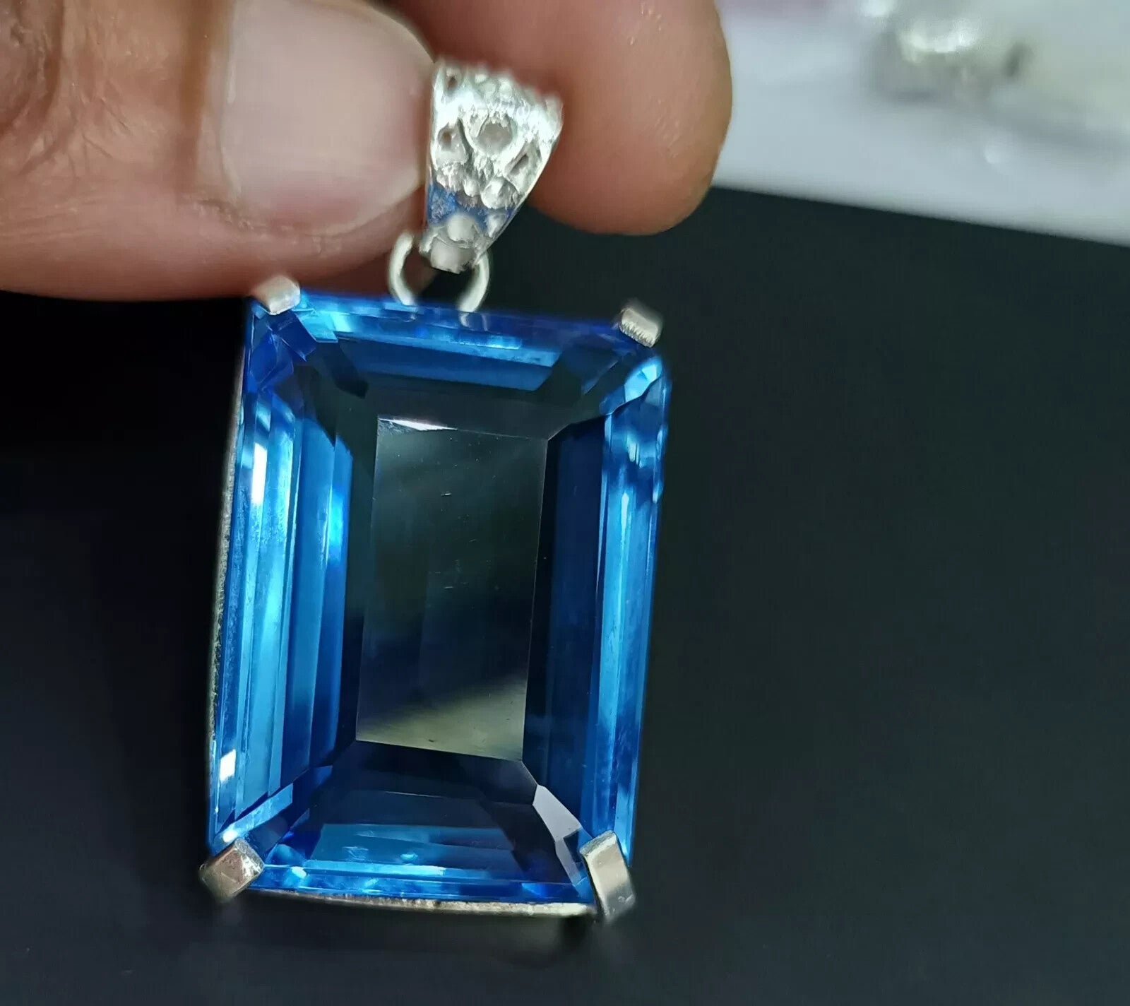 89.05 Ct Certified Natural Topaz 925 Solid Silver Emerald Pendant Loose Gemstone