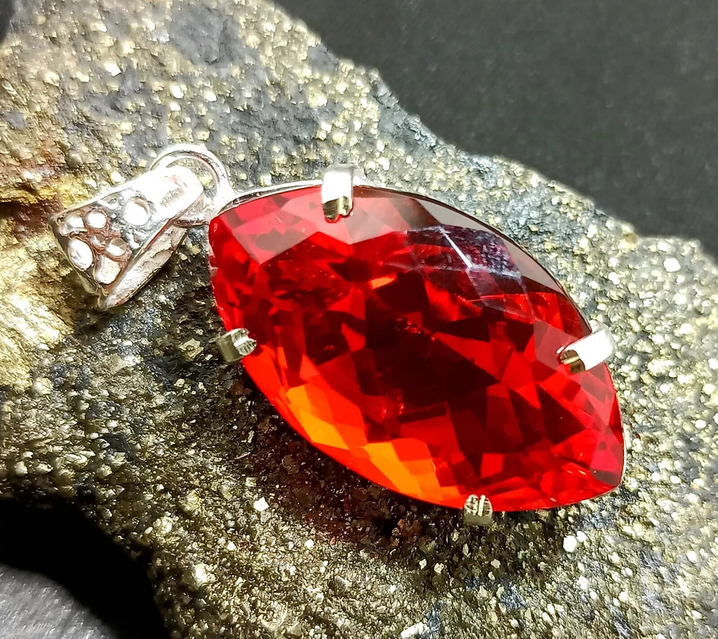Certified Natural 65.00 Ct Brazilian Red Marquise Topaz Pendant For LOVE ONES