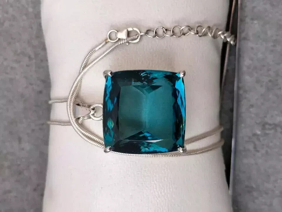 London Blue Topaz Pendant 925 Sterling Silver Pendant Gemstone Jewelry 79.80 ct