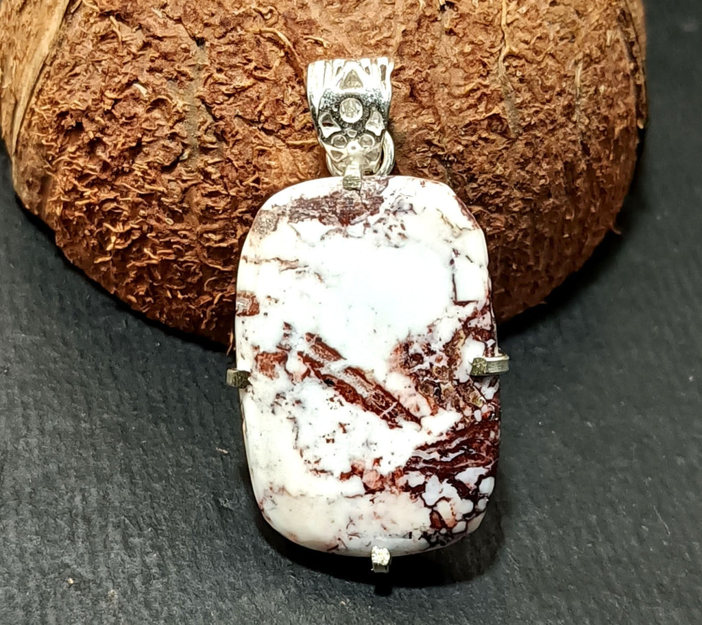 45.65 Ct Natural White Turquoise Slab 925 Solid Silver Pendant Loose Gemstone