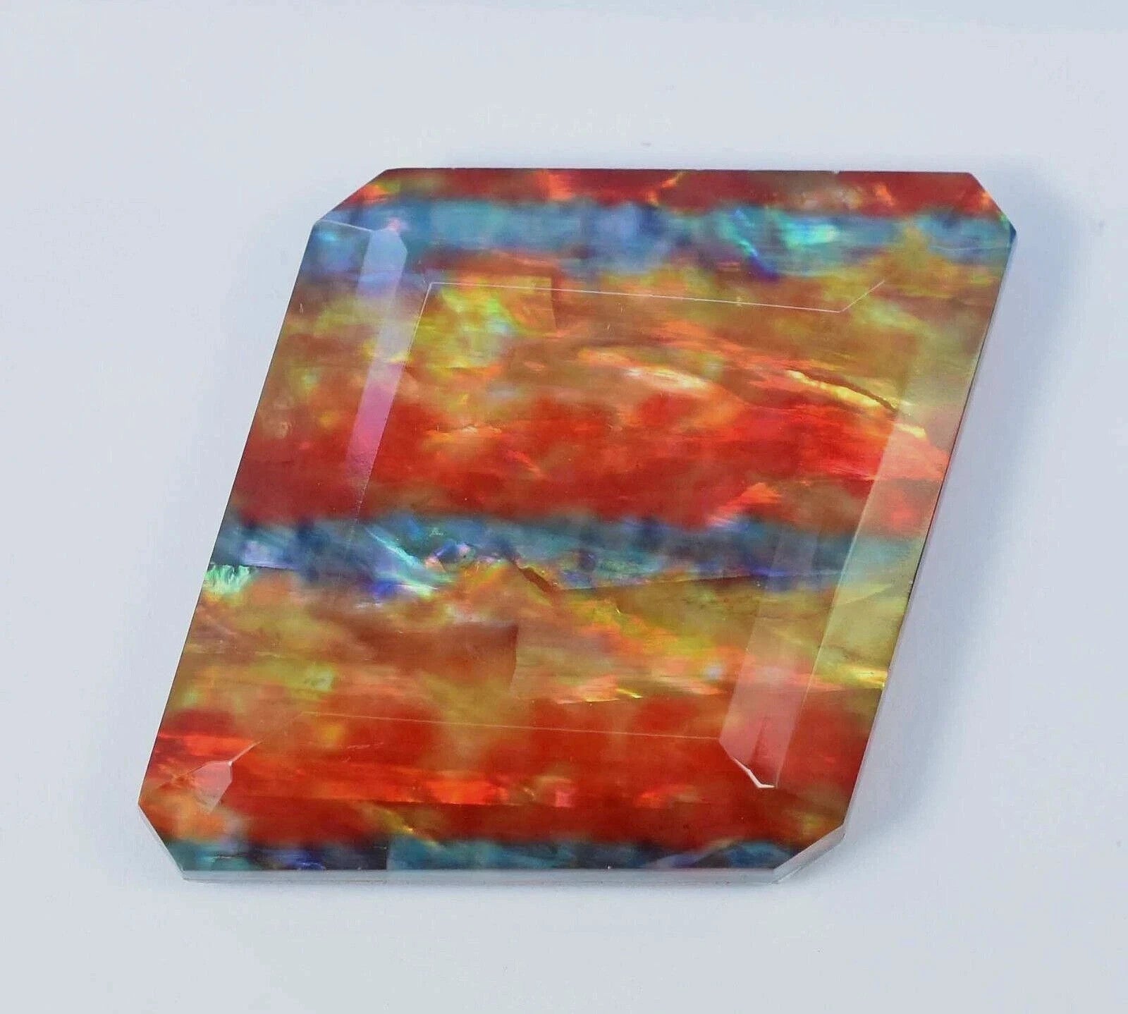 85.10 Ct Natural Ammolite Opal-Like Organic Fancy Doublet Loose Treated GEMSTONE