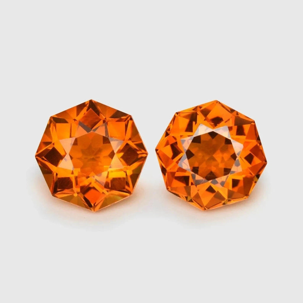 12x12 mm 2 Pcs Natural Orange Sapphire Fancy Fine Cut Loose Certified Gemstone