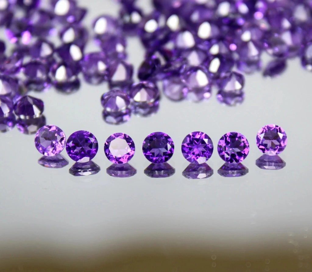 4 MM Round Natural Amethyst Faceted 15 Pcs Lot Bulk Jewelry Making Gemstone