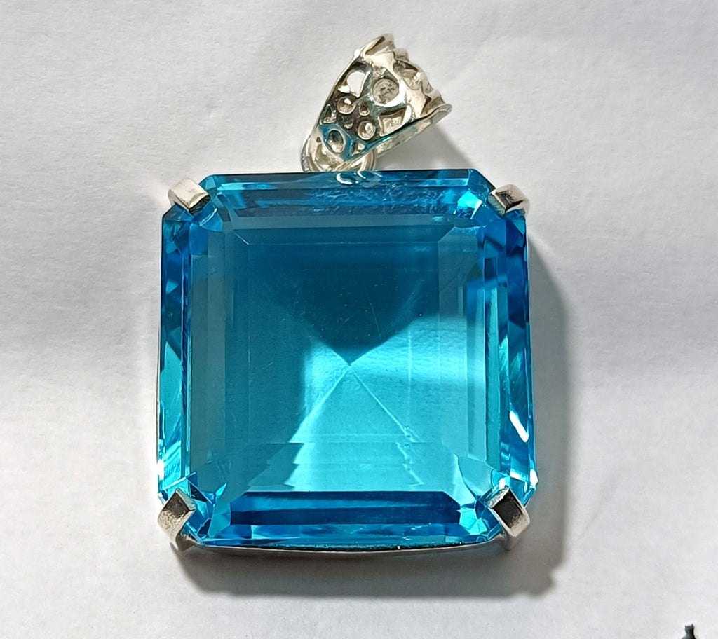 96.75 Ct Certified Natural Topaz 925 Solid Silver Asscher Pendant Loose Gemstone