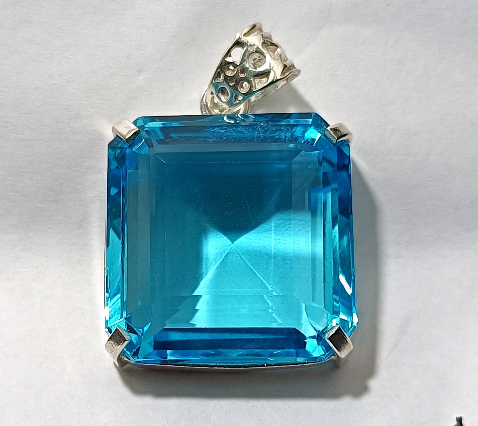 96.75 Ct Certified Natural Topaz 925 Solid Silver Asscher Pendant Loose Gemstone