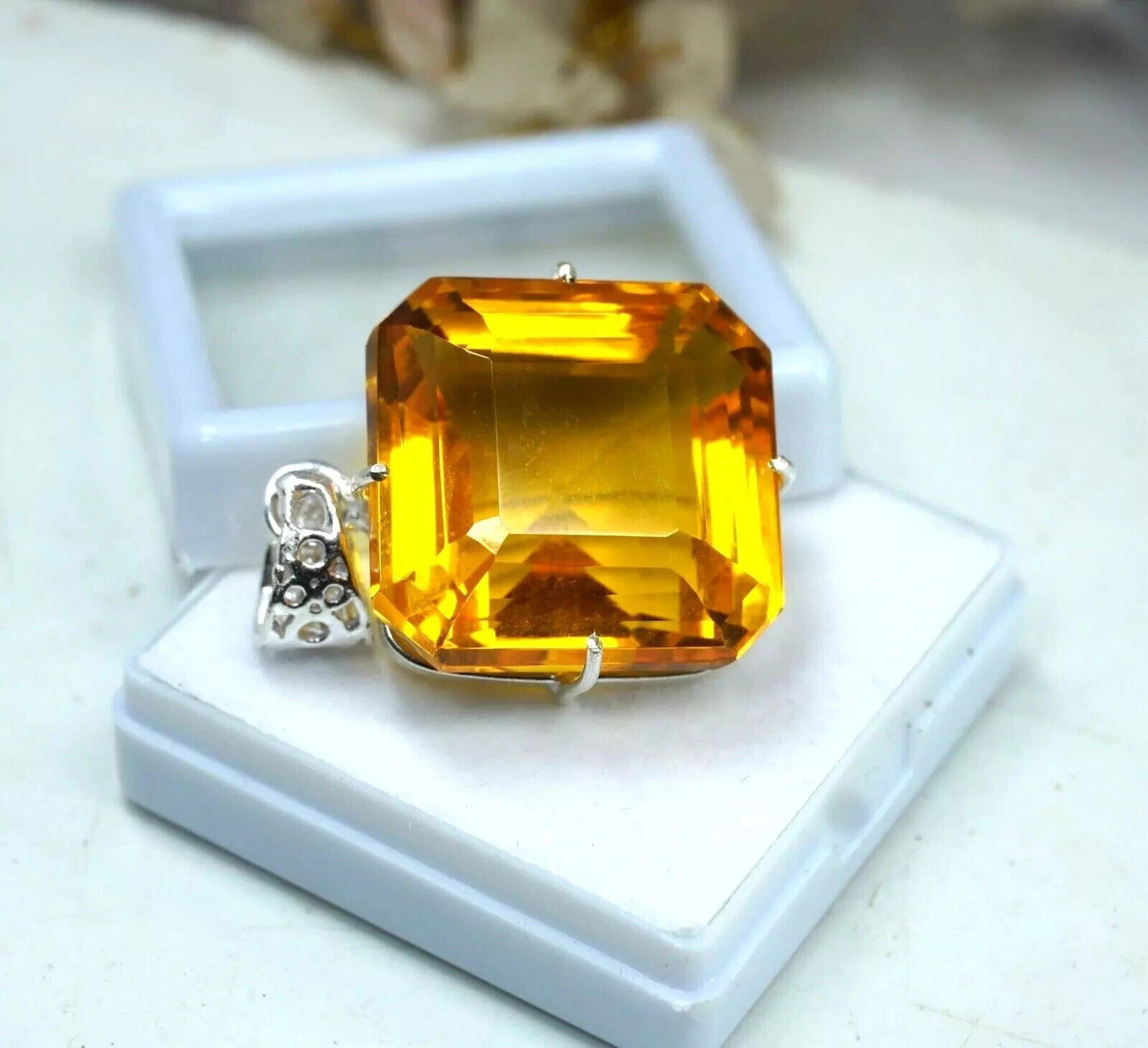 Yellow Topaz Pendant 90.85 Ct+ Radiant Cut Natural Brazilian Loose Gemstone