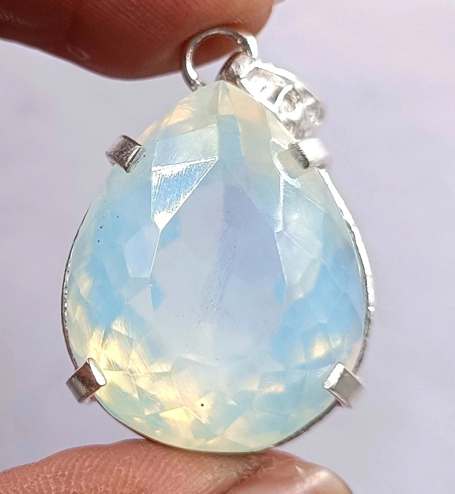 Certified 55.60 Ct Natural Opal Pear Cut 925 Solid Silver Pendant Loose Gemstone