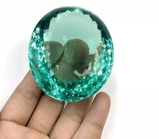 Ocean Blue 156.55 Ct Certified Huge Topaz Oval Cut Brazilian Flawless Gemstone