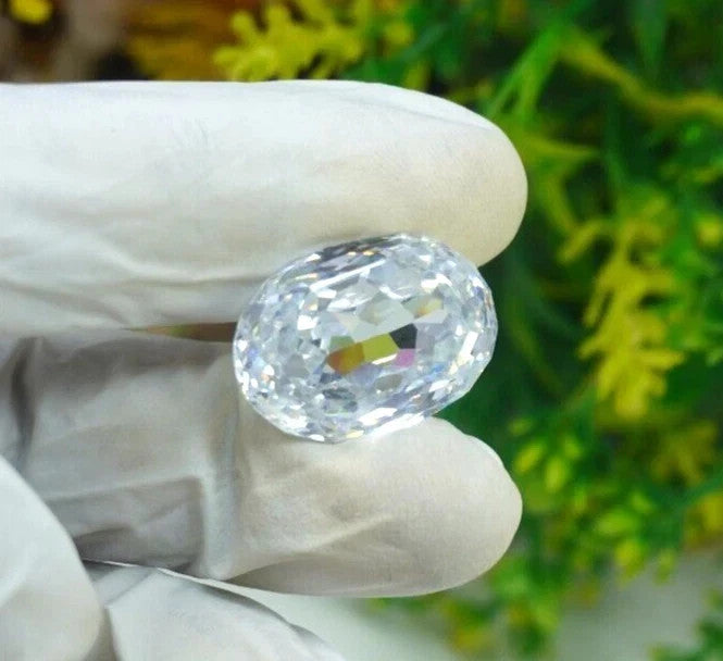 Certified 50 Ct NATURAL White Zircon Cambodian Facet Oval Cut Loose A+ GEMSTONE