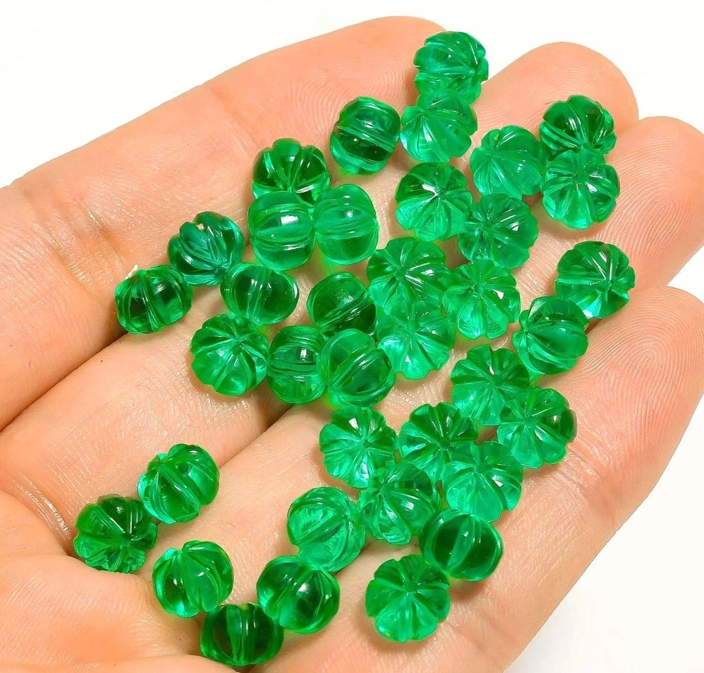 8 mm Natural Colombian Green Emerald Pumpkin Cut Certified Gemstones Lot 14 Pcs