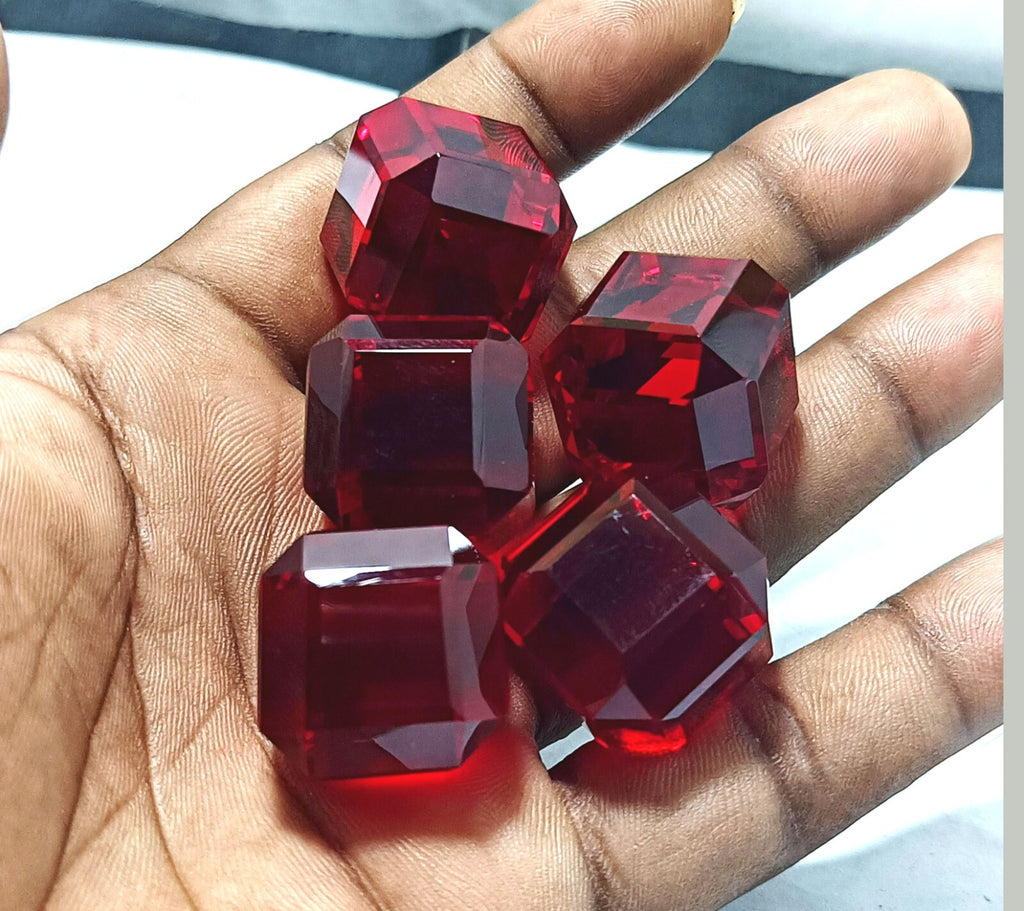 EGL Certified Natural 500 Ct+ Cube Cut Red Topaz Brazilian Loose Gemstone 5 Pcs