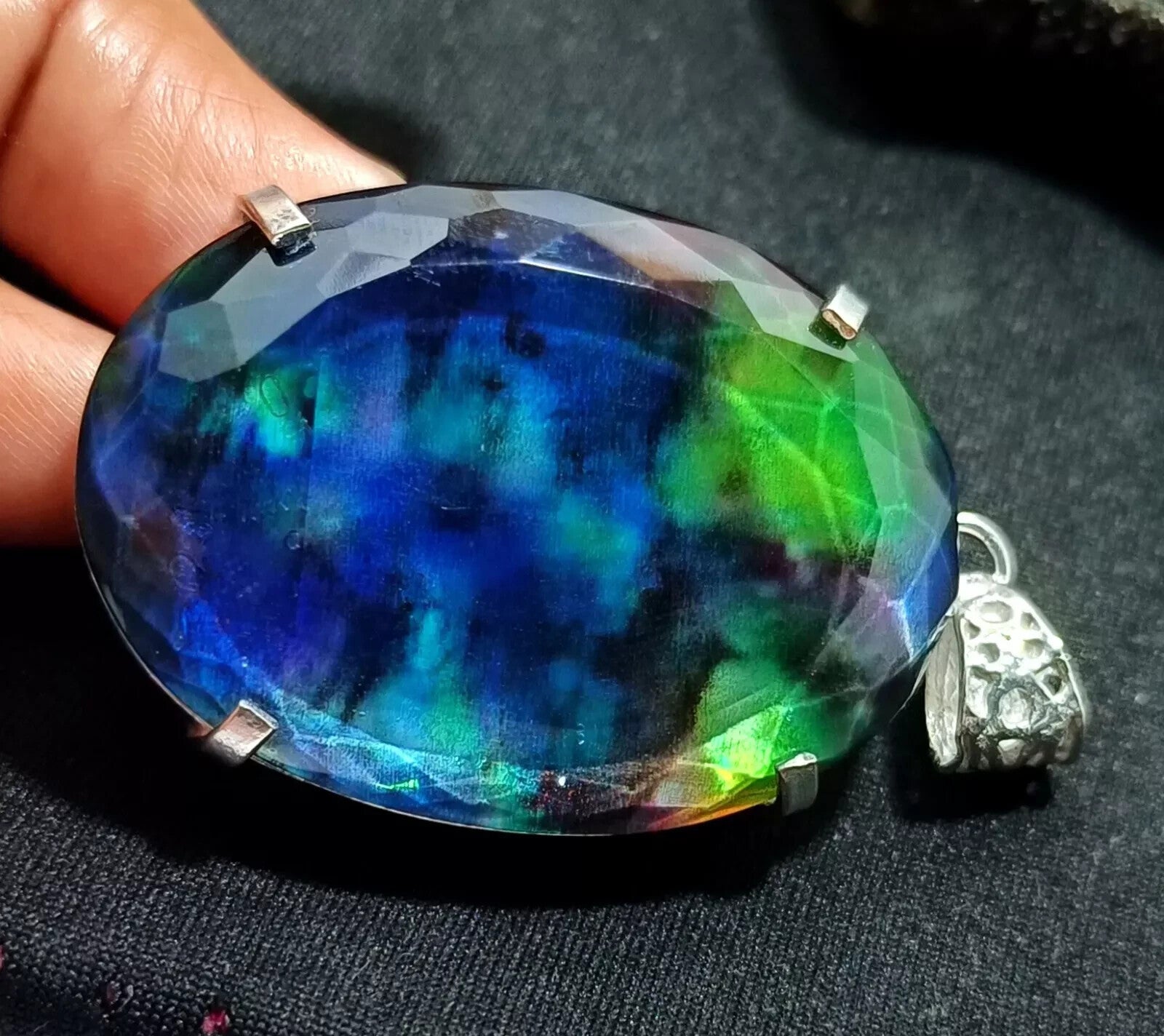 Certified 90.90 Ct Natural Ammolite 925 Solid Silver Loose Pendant Gemstone