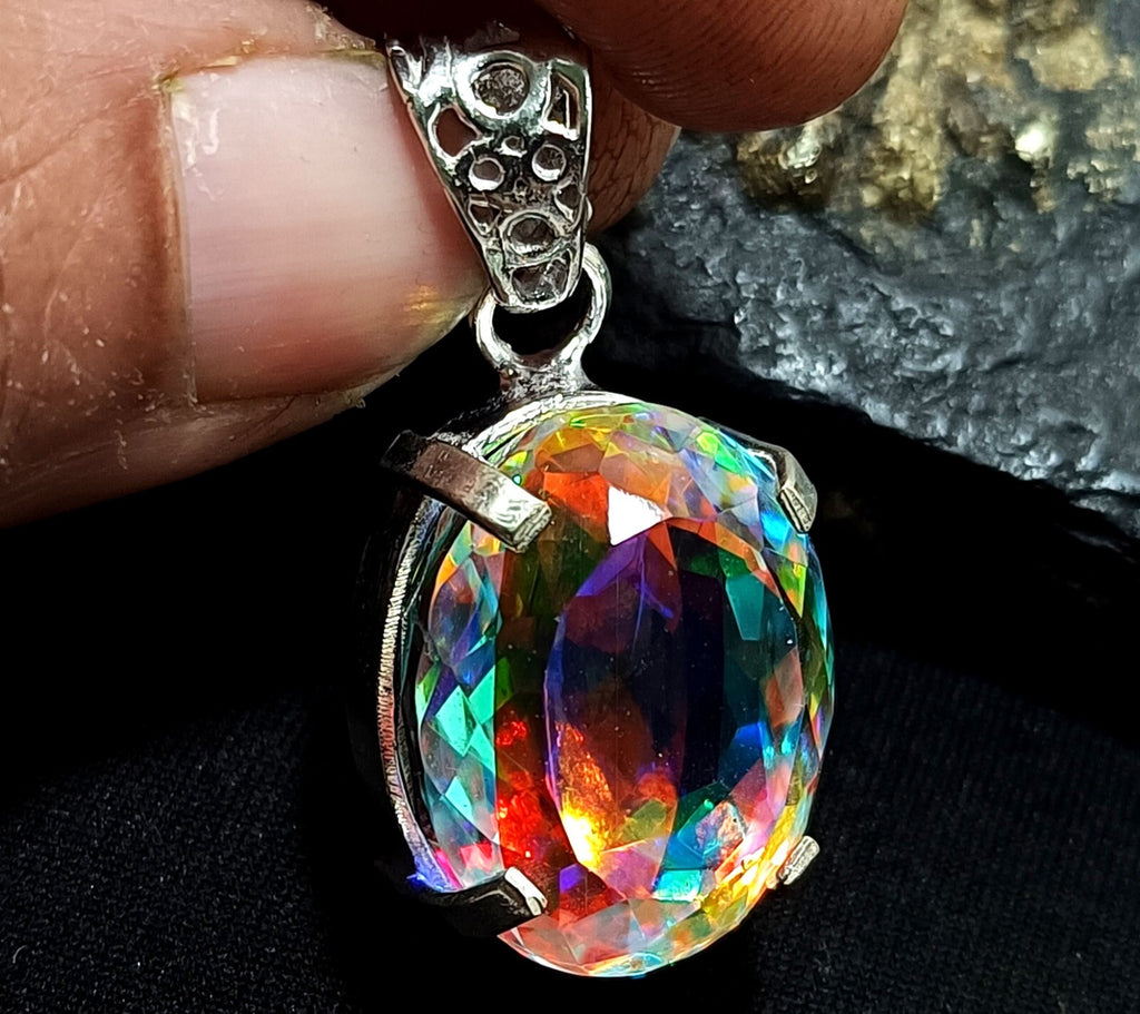 47.80 Ct EGL Certified Natural Mystic 925 Solid Silver Pendant Loose Gemstone