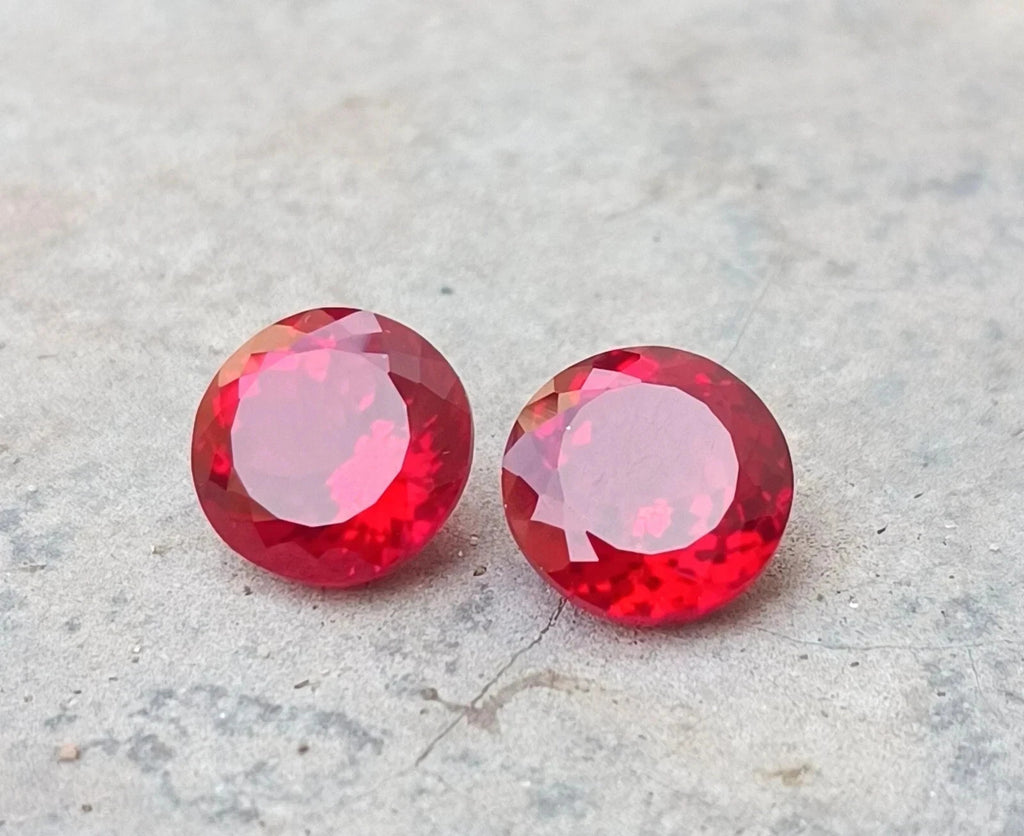 A+Natural Mozambique Red ruby 5 mm Pair Round Certified Untreated Loose Gemstone