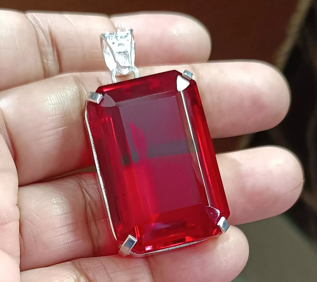 95.50Ct Certified Natural Topaz 925 Solid Silver Emerald Pendant Loose Gemstone