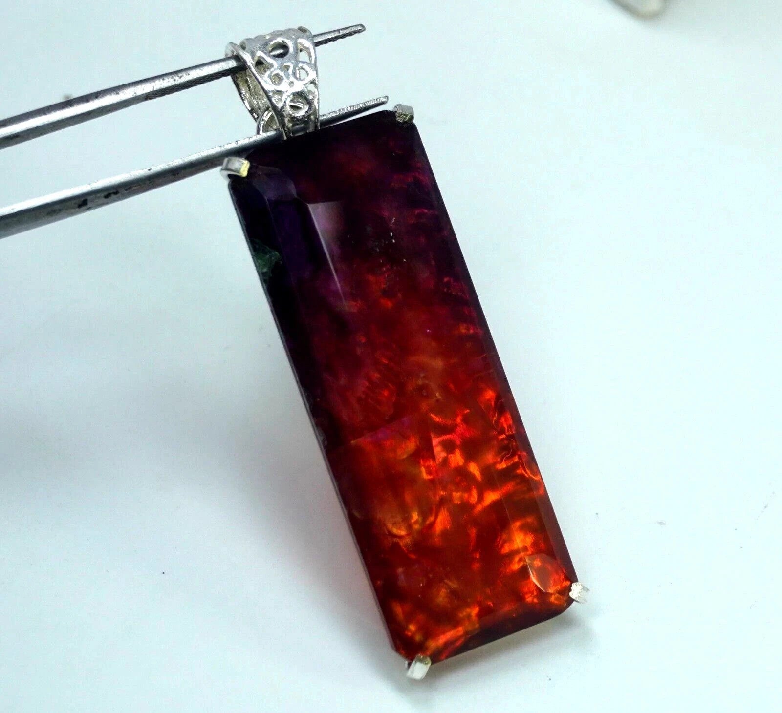 95 Ct Natural Ammolite Opal Doublet Pendant Multi-Color Rare Loose GEMSTONE