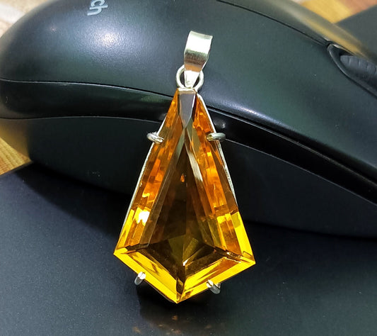 Yellow Fancy Topaz Pendant Certified Natural 63.55 Ct Gift For Loved Ones.
