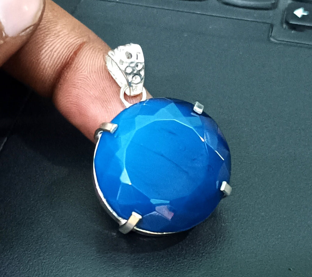 London Blue Topaz Pendant 925 Sterling Silver Pendant Gemstone Jewelry 100.50 ct