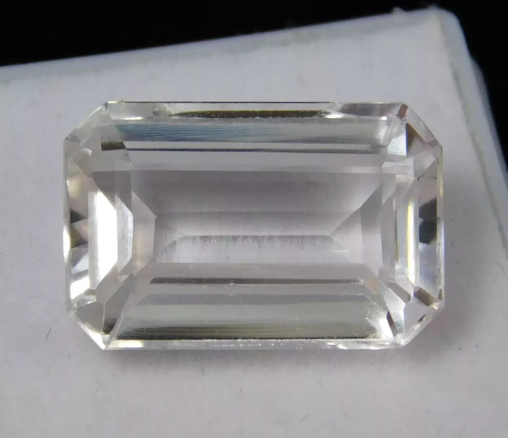 Certified 15.90 Ct Natural Ceylon White Sapphire Emerald Cut Loose Gemstone