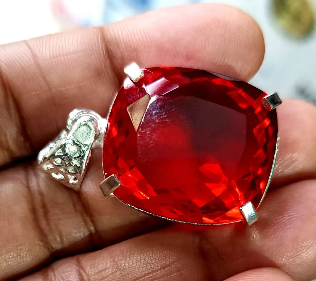 Certified Natural 55.70Ct Brazilian Red Cushion Cut Topaz Pendant Loose Gemstone
