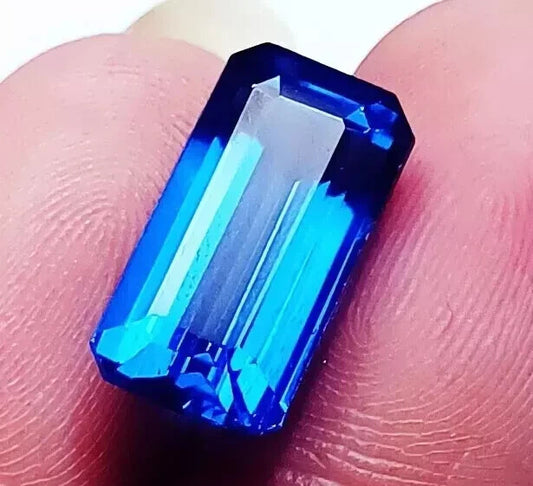 Wonderful Emerald Shape Loose Gemstone 12.20 Ct Natural Blue Sapphire Certified