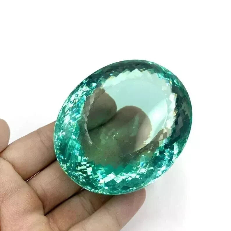 Ocean Blue 256.55 Ct Certified Huge Topaz Oval Cut Brazilian Flewless Gemstone