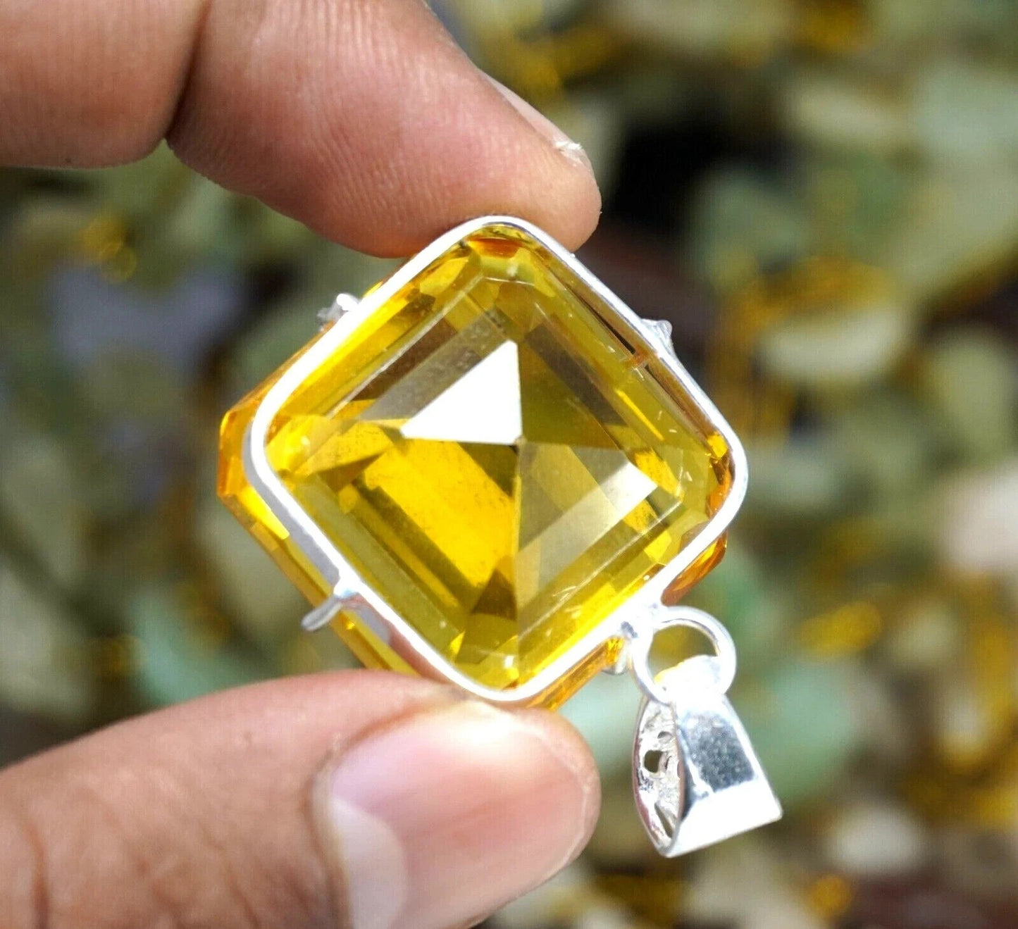 Yellow Topaz Pendant 90.85 Ct+ Radiant Cut Natural Brazilian Loose Gemstone