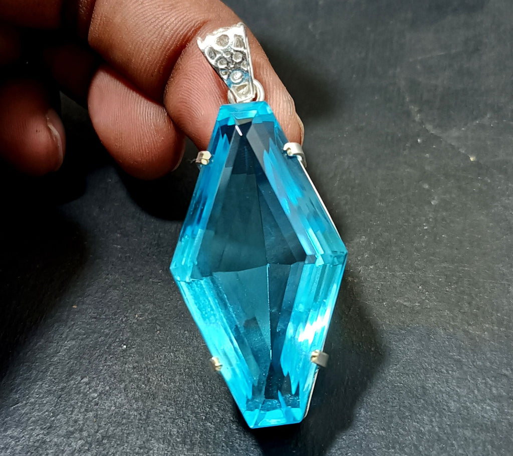 100.85 Ct EGL Certified Natural Topaz 925 Solid Silver Pendant Loose Gemstone