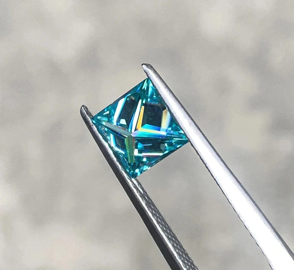 Blue Color Diamond 3 Ct Lab Grown Princess Cut VVS1 D Grade Certified Stone