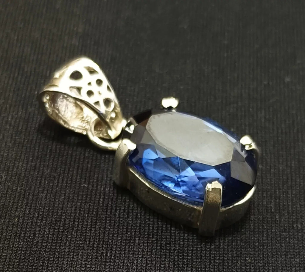 Certified 28.45 Ct Natural Blue Sapphire Oval Cut 925 Silver Pendant Gemstone