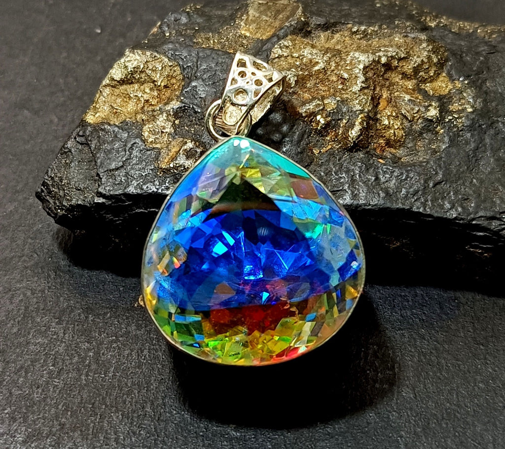 82.50 Ct EGL Certified Natural Mystic 925 Solid Silver Pendant Loose Gemstone