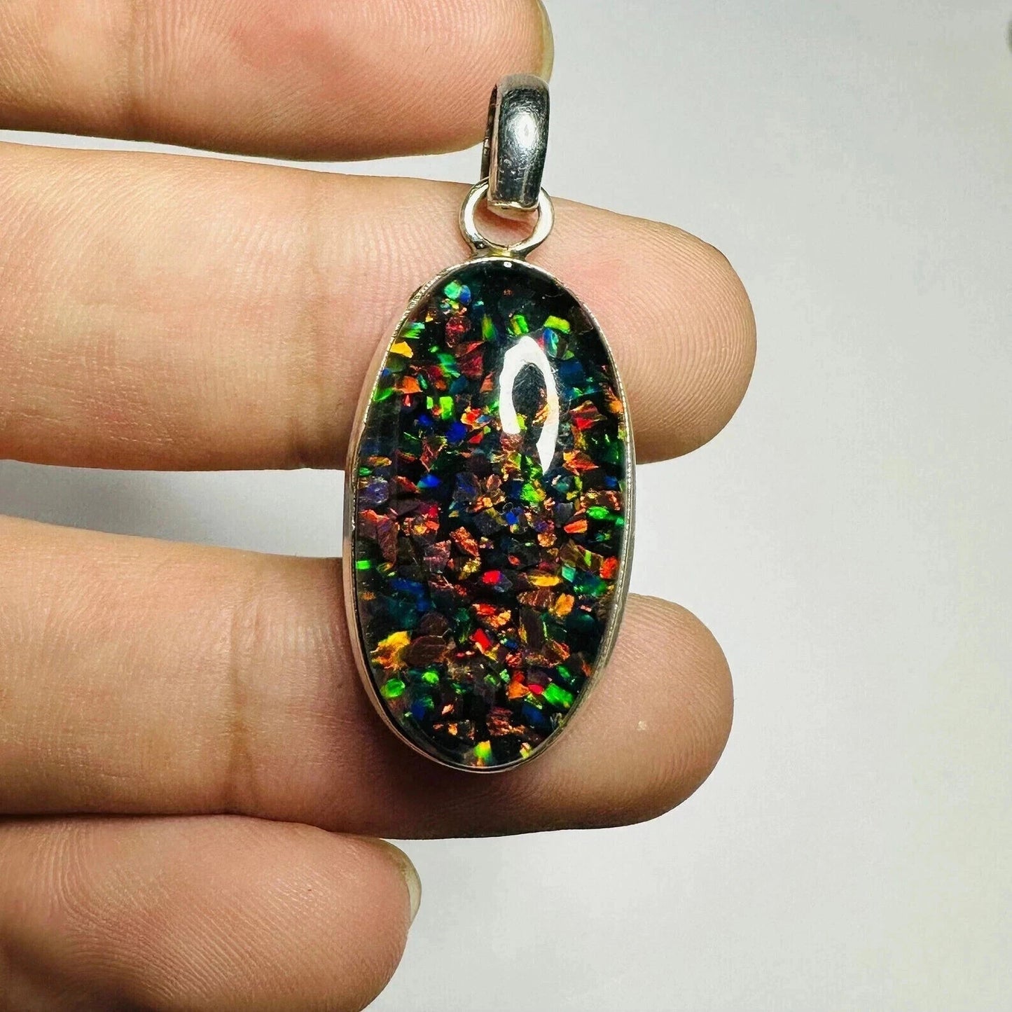 Sterling Silver Triplet Pear Opal Gemstone Handmade Pendant Jewelry 15.45 Ct