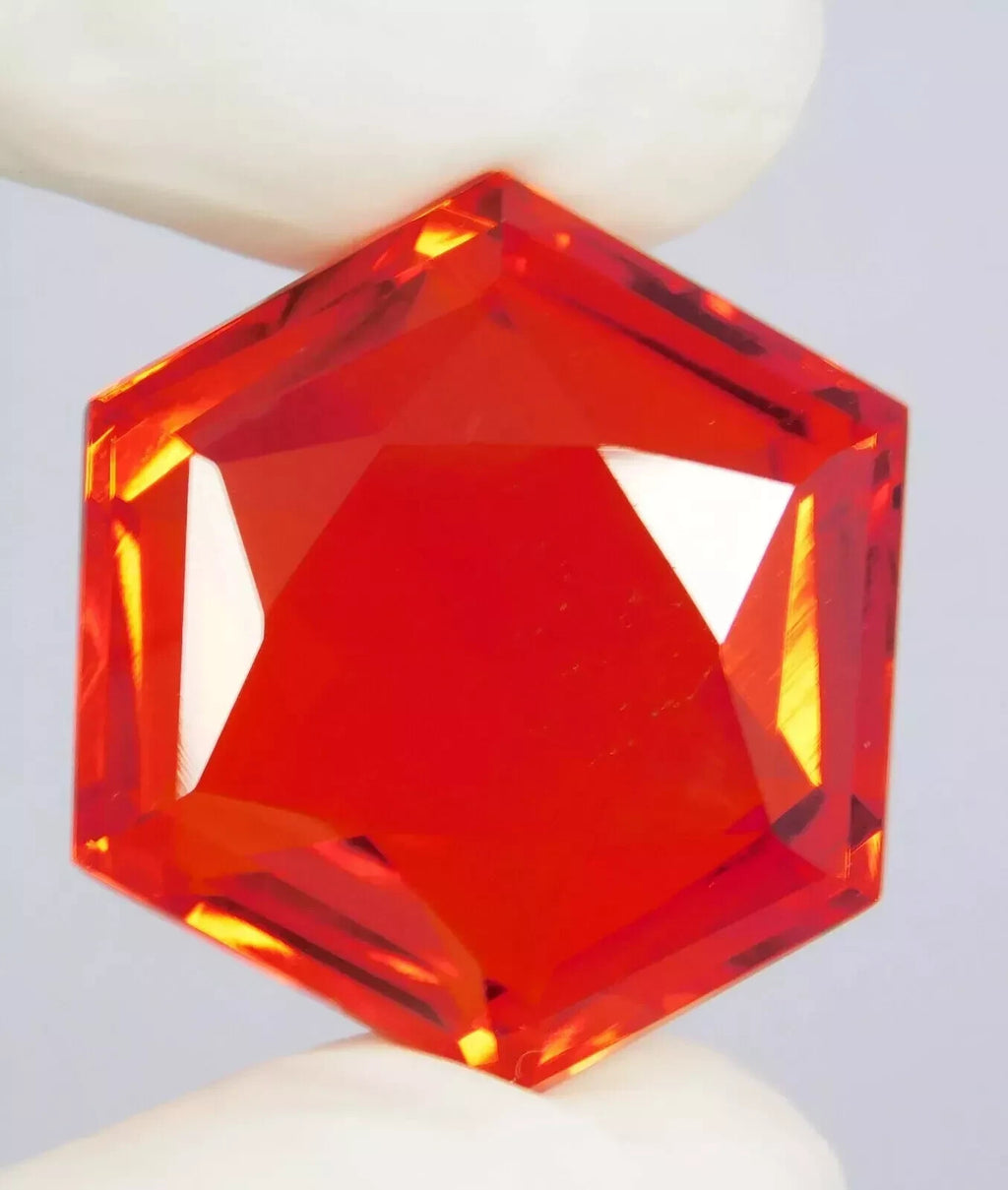 Certified Natural 75.80 Ct Mexican Fire Opal Orange Hexagon Cut Gemstone