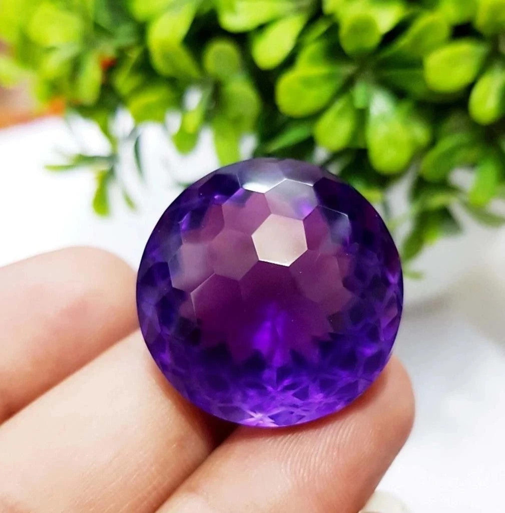 Round Football Cut 23 Ct Amethyst Violet Quality Certified Loose Gemstone