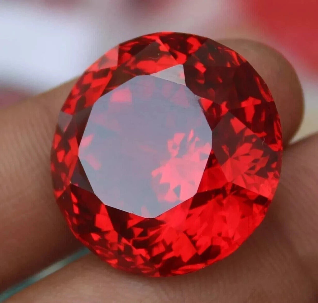 EGL Certified 85 Ct Natural Round Cut Cambodian Red Color Zircon Loose Gemstone