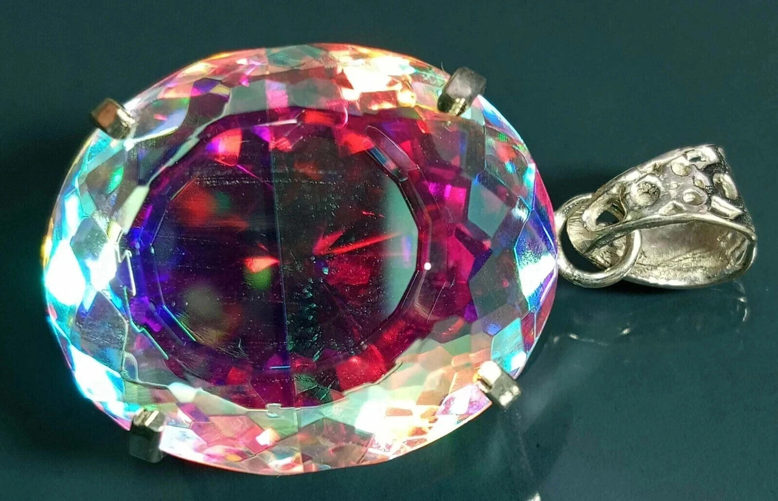 65.80 Ct EGL Certified Natural Mystic 925 Solid Silver Pendant Loose Gemstone