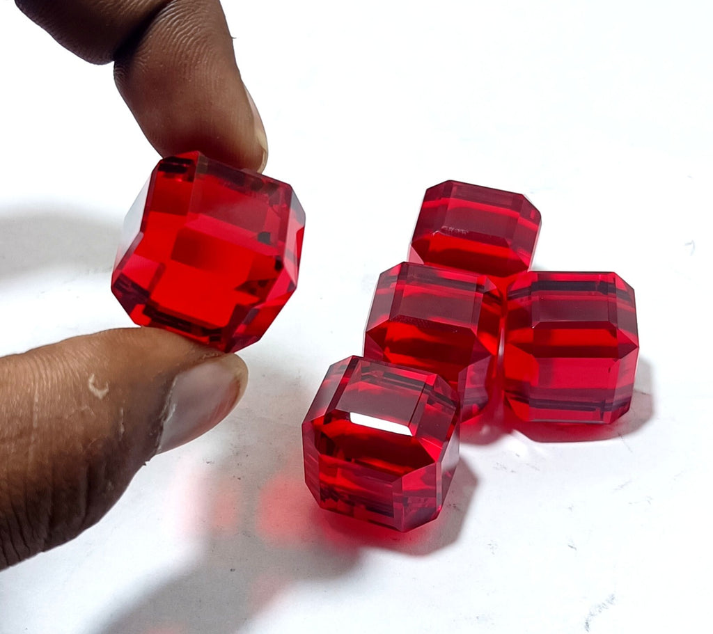 EGL Certified Natural 500 Ct+ Cube Cut Red Topaz Brazilian Loose Gemstone 5 Pcs