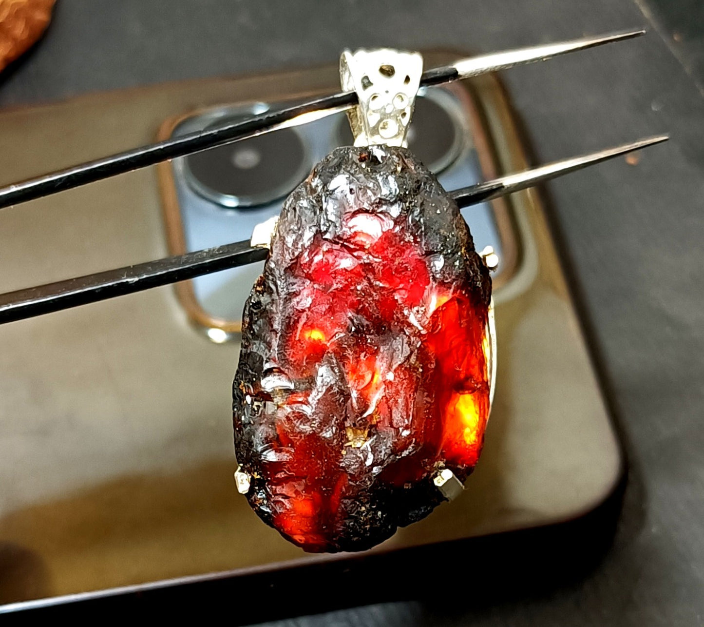 Natural Handmade 55.35 Ct Amber Rough Sterling Solid Silver Pendant Gemstone
