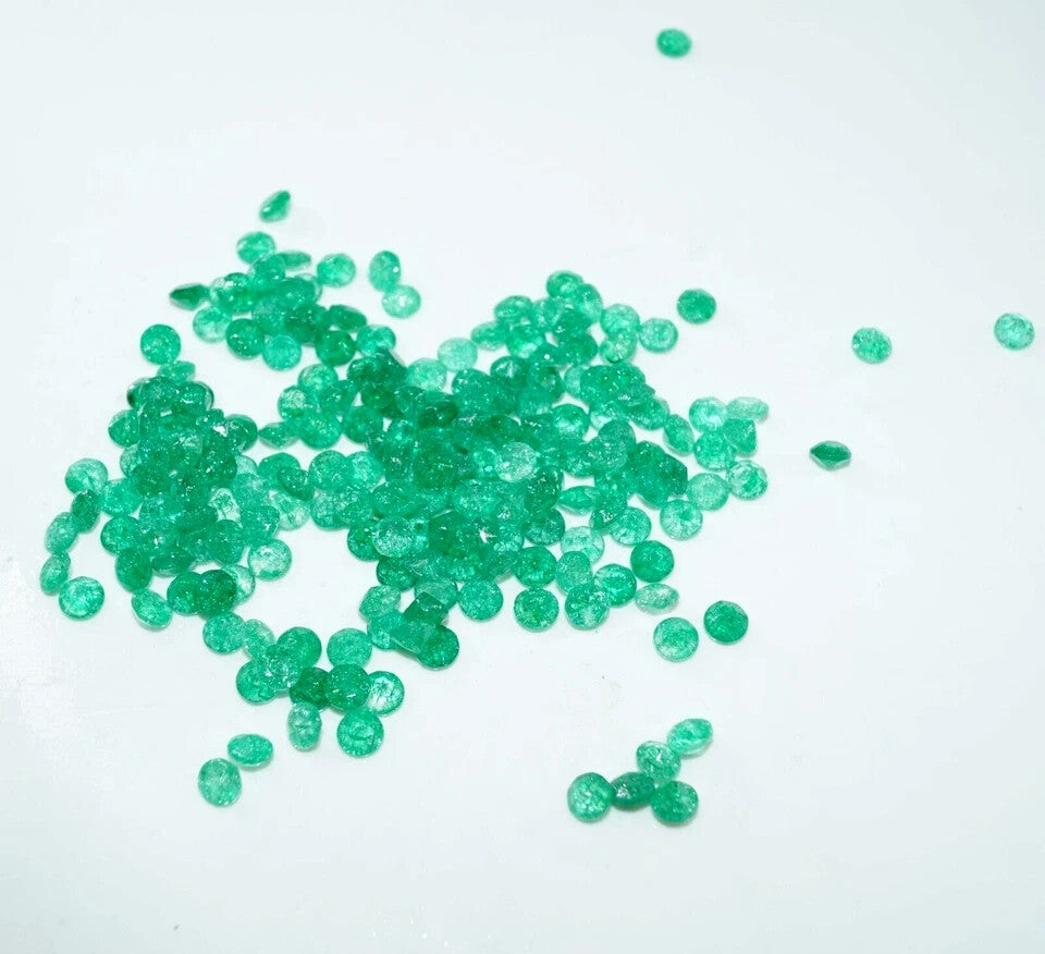7mm 18 Pcs Natural Colombian Green Emerald Round Loose Certified Gemstones Lot