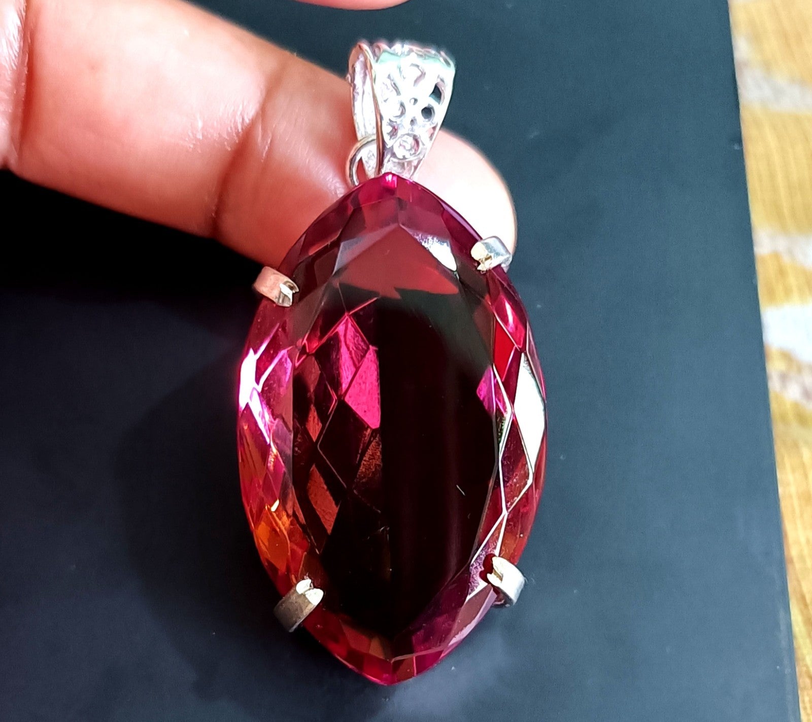 114.05 Ct Natural 7 Color Zultanite Pendant 925 Silver Loose Certified Gemstone