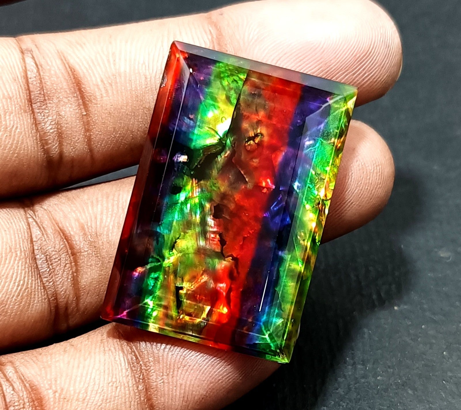 56.00 Ct Natural Ammolite Opal-Like Organic Doublet CERTIFIED Loose GEMSTONE
