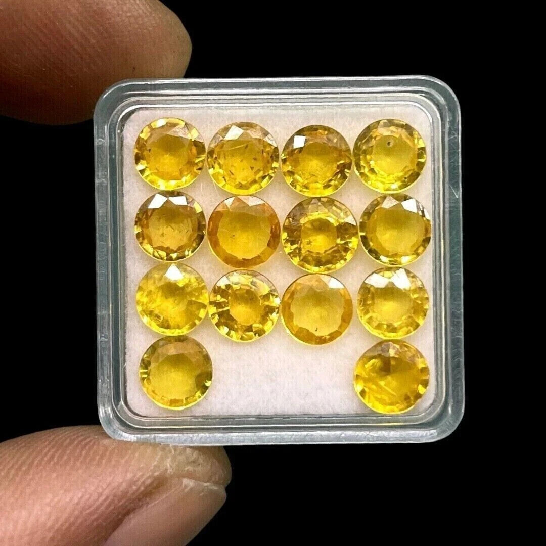 Natural Yellow Color Sapphire 6 mm Round Cut Lot 20 Pcs Certified Loose Gemstone