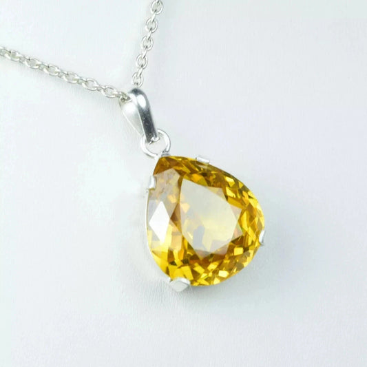 Natural Zircon Yellow Pendant 50.20 Ct+ Solid Silver Certified Flawless Gemstone