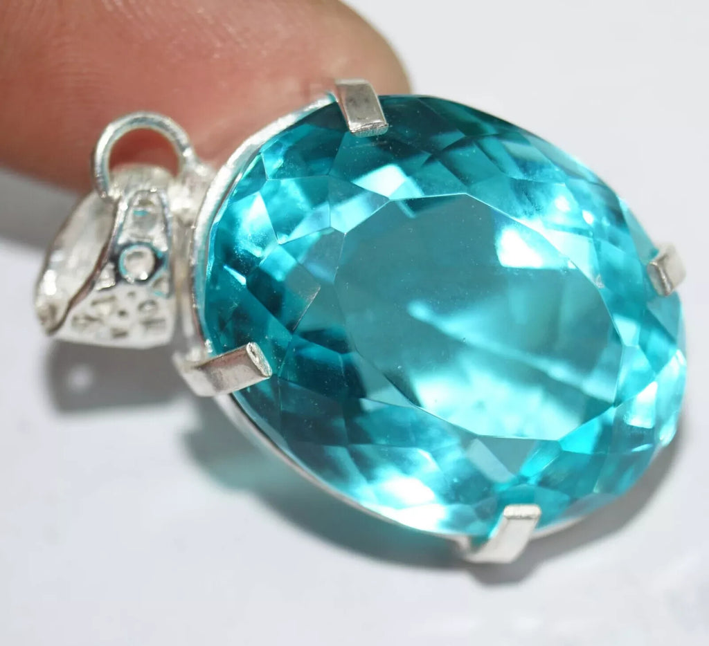 77.15 Ct Natural Topaz 925 Solid Silver Pendant Certified Oval Loose Gemstone
